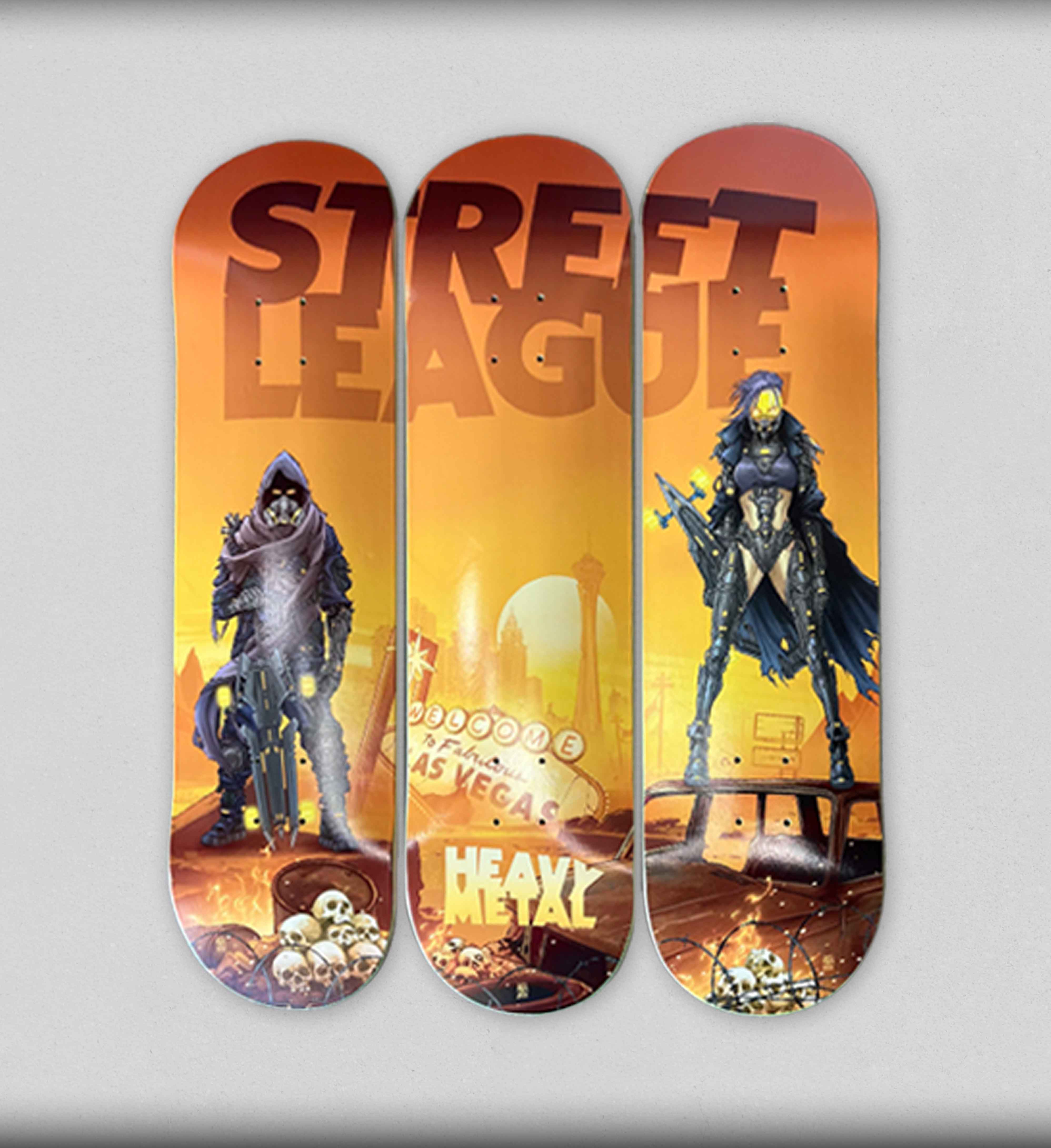 SLS x Heavy Metal three deck triptych set 8.25 skate decks - Street League Skateboarding