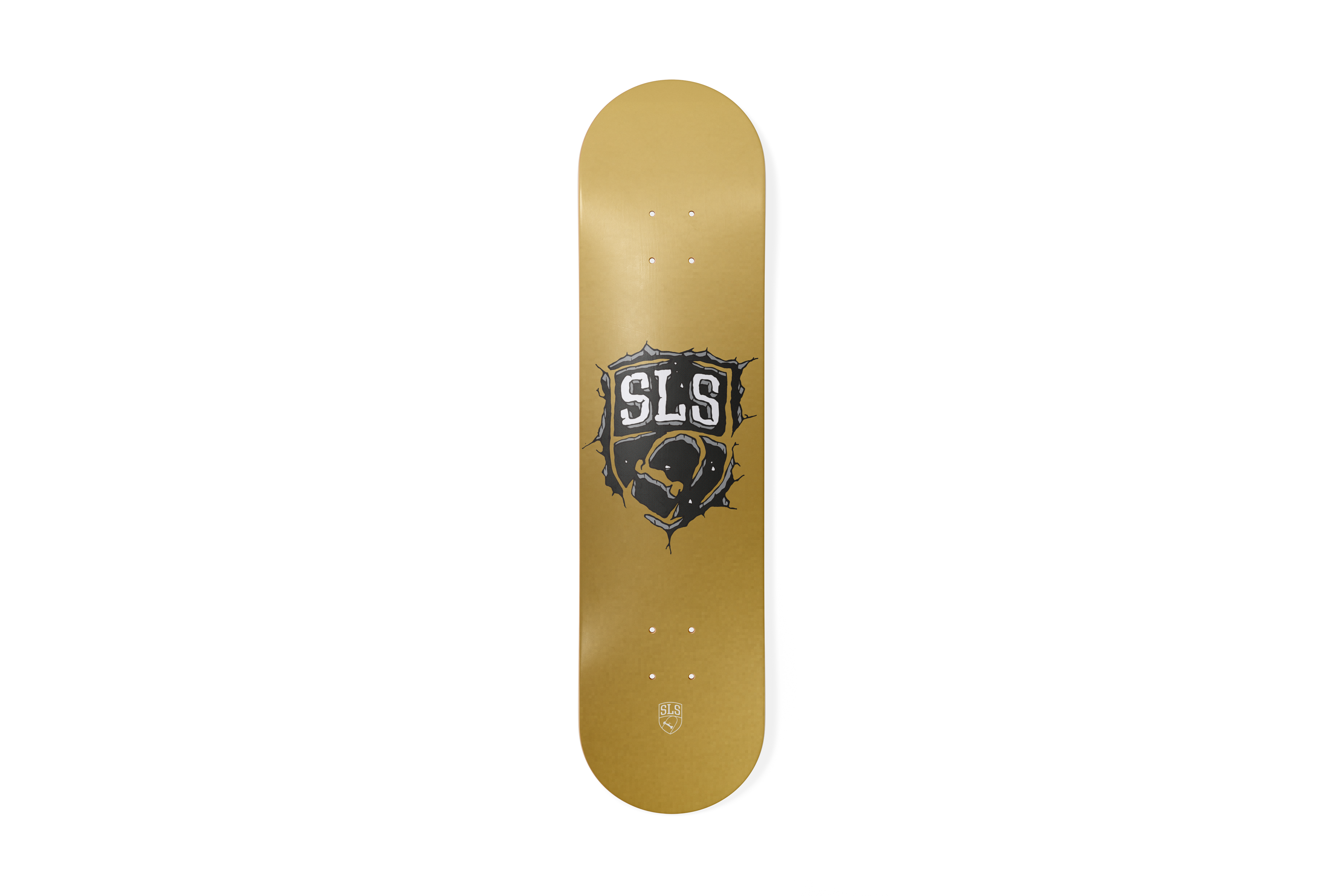 SLS x Joshua Vides collaboration 8.25 skate deck white and gold - Street League Skateboarding
