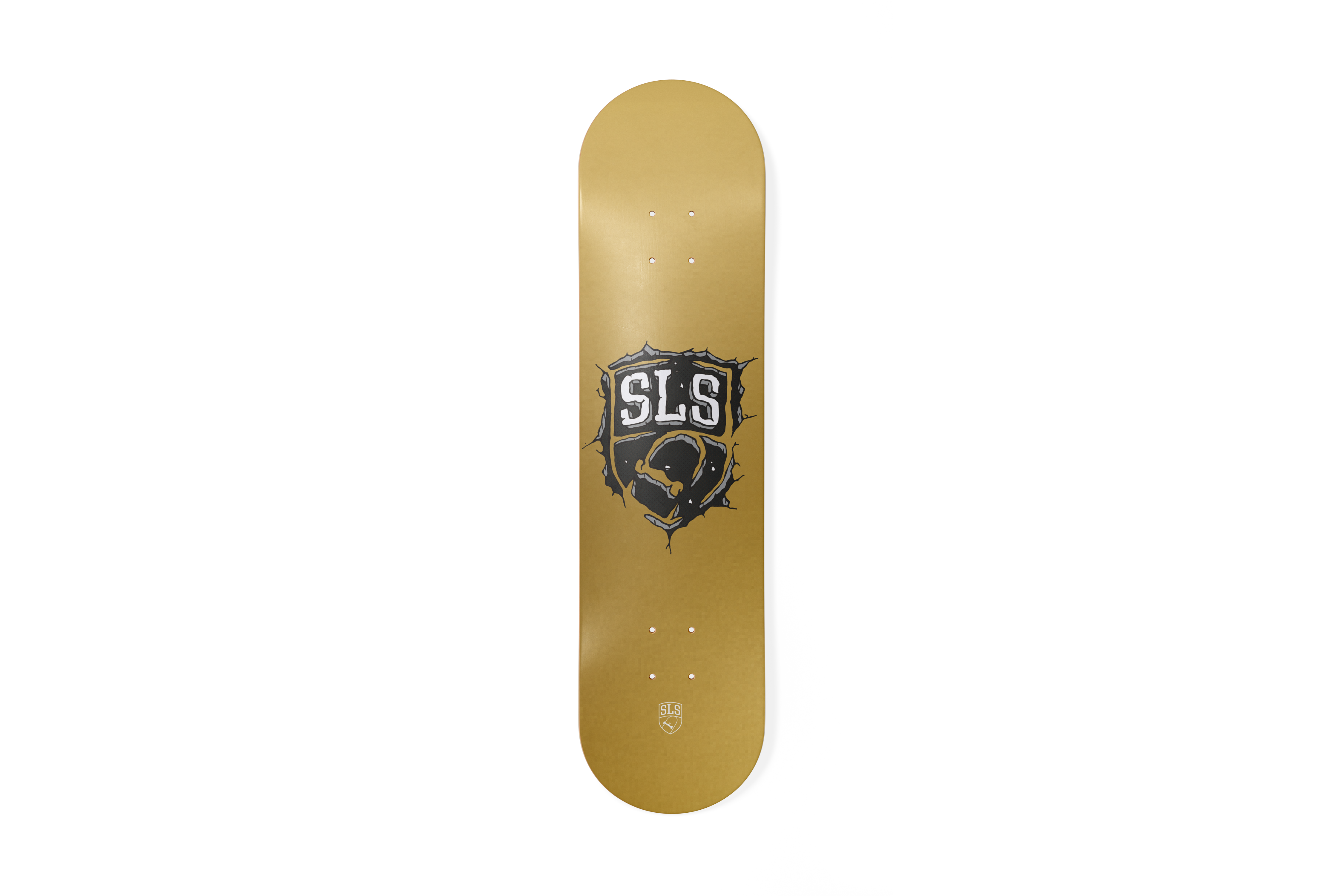 SLS x Joshua Vides collaboration 8.25 skate deck white and gold - Street League Skateboarding