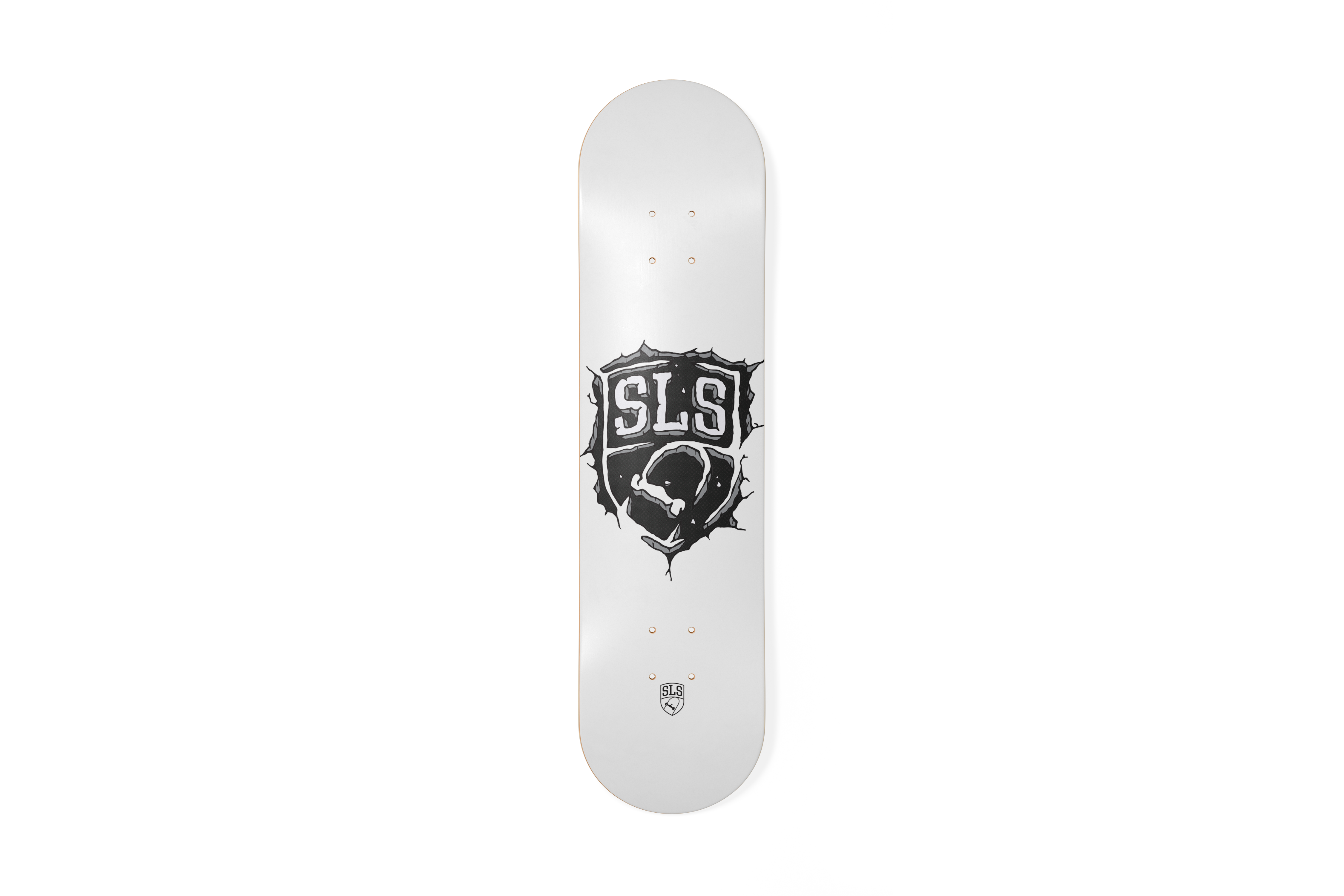 SLS x Joshua Vides collaboration 8.25 skate deck white and gold - Street League Skateboarding