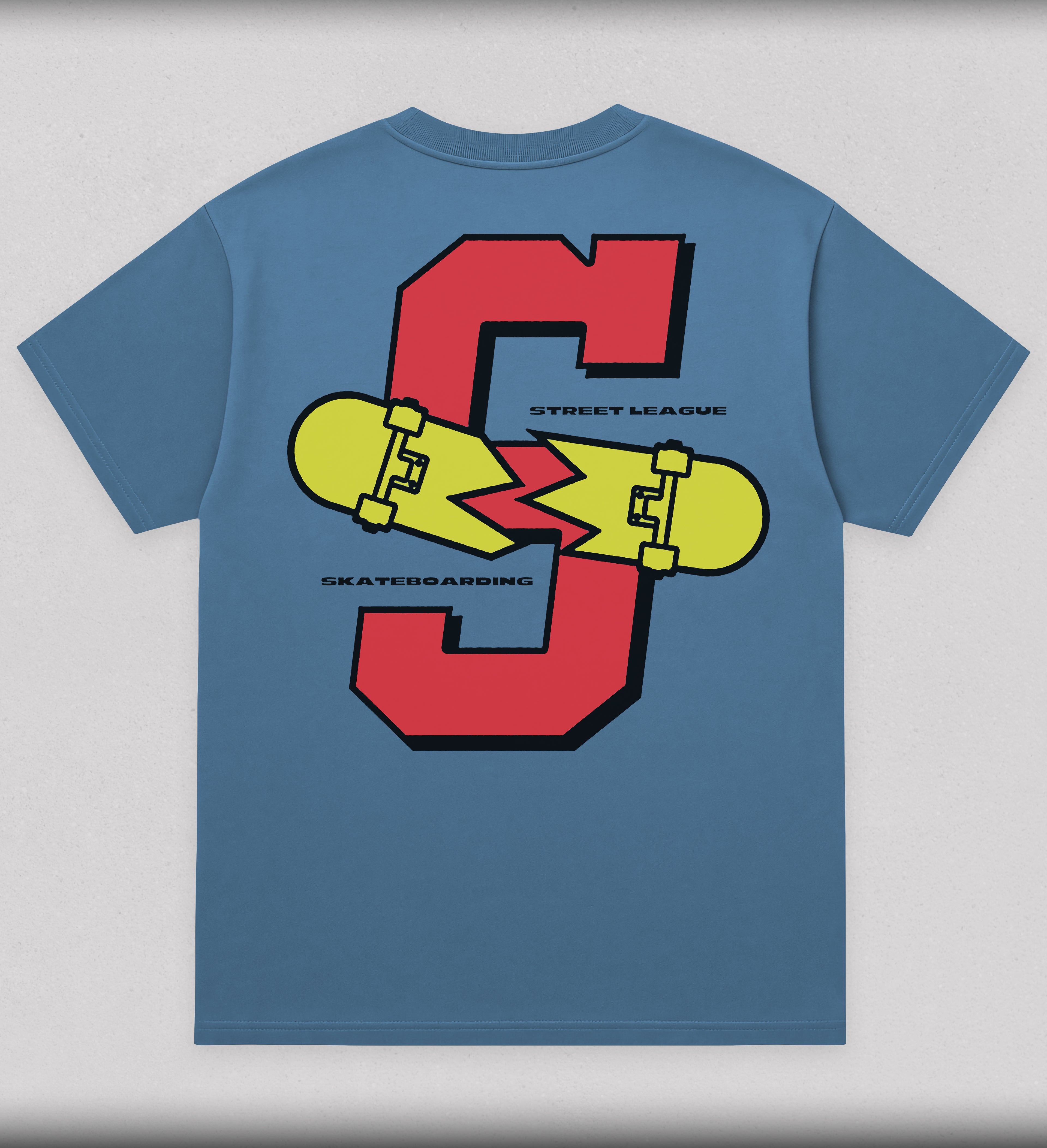 SLS Snapped blue graphic tee broken skateboard - Street League Skateboarding