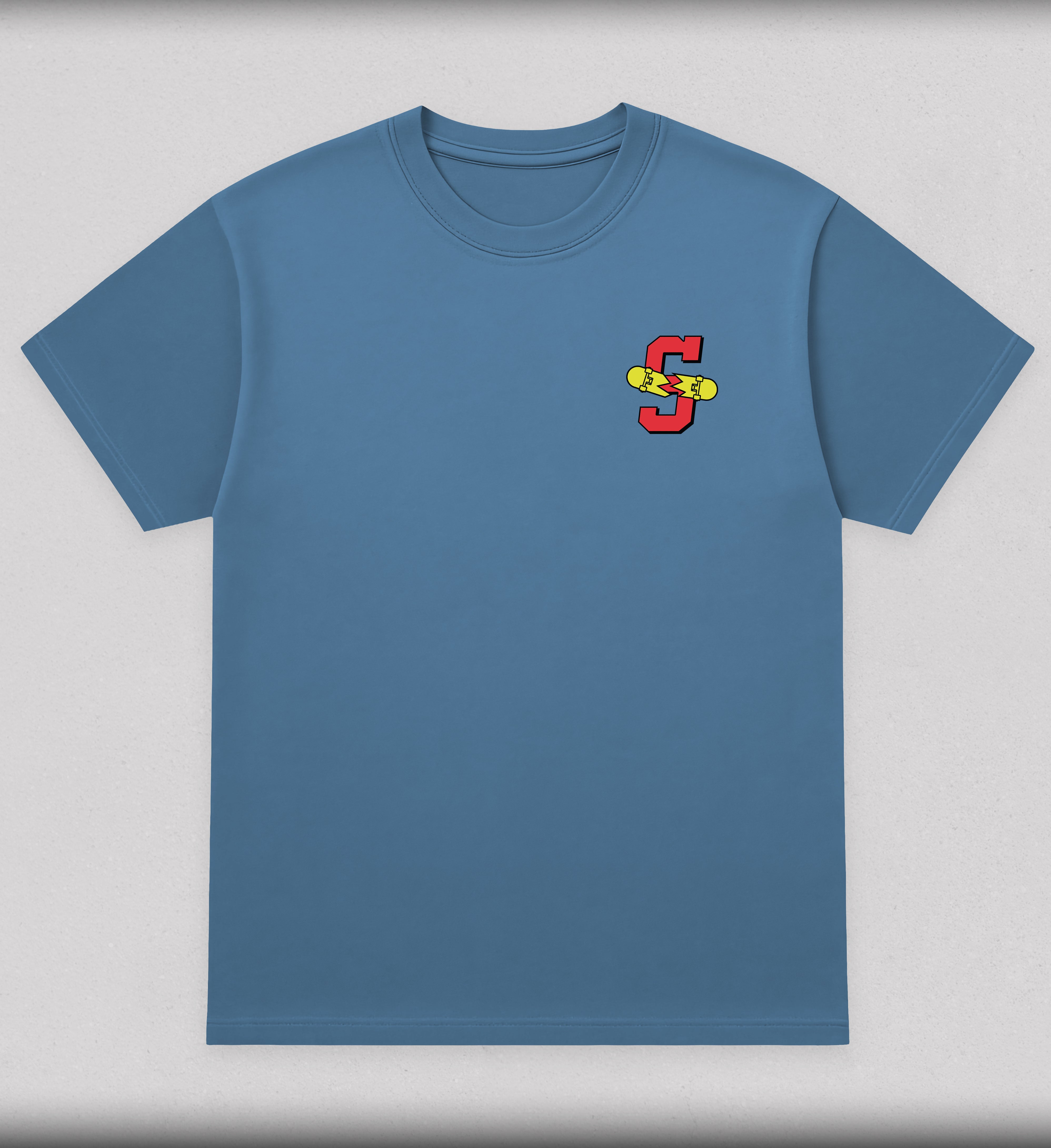SLS Snapped blue graphic tee broken skateboard - Street League Skateboarding