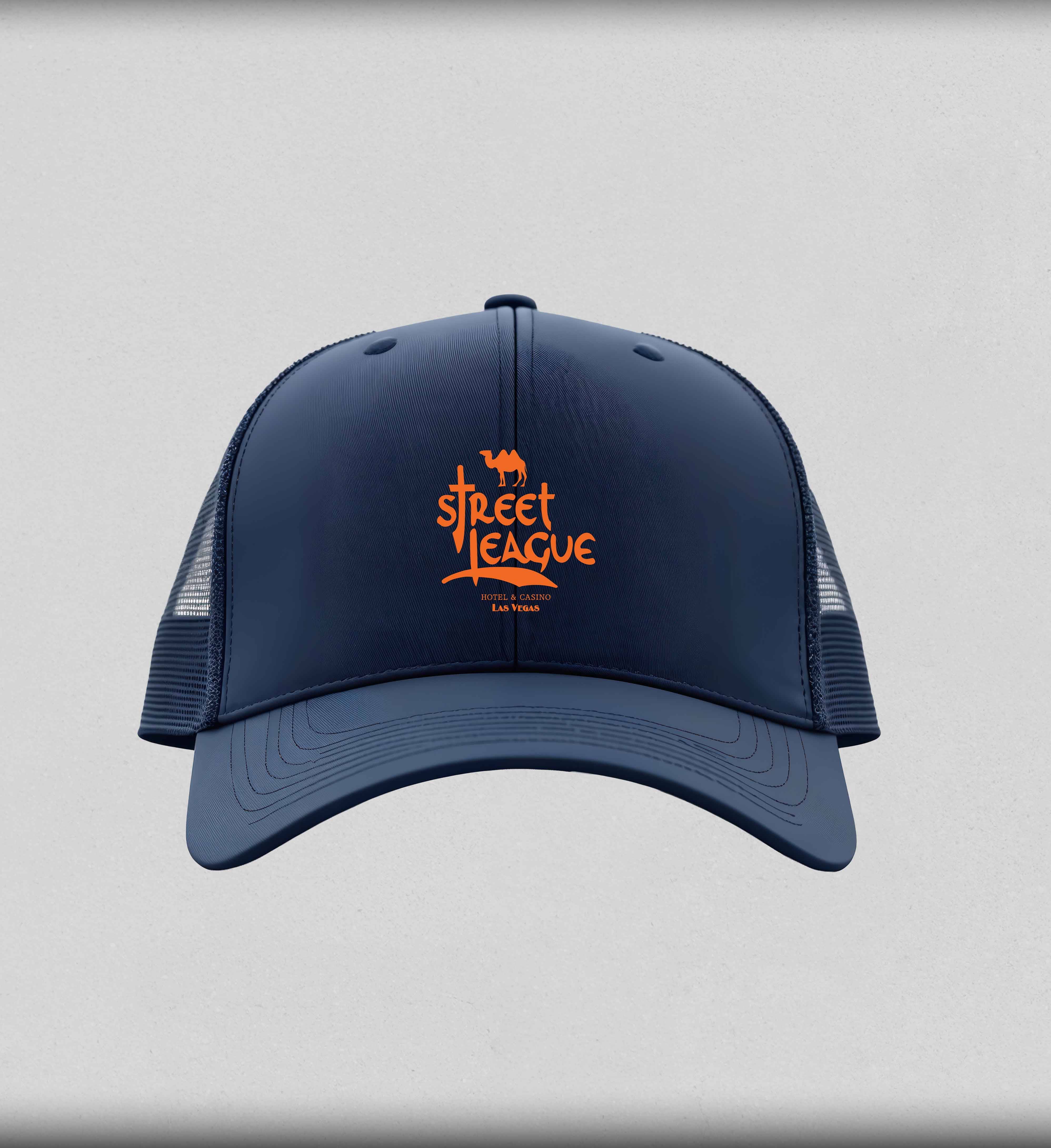 SLS Tangiers Foam Trucker Hat navy orange - Street League Skateboarding